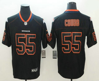 Men Denver Broncos 55 Bradley Chubb 2018 Black Lights Out Color Rush Stitched NFL Nike Limited Jerse