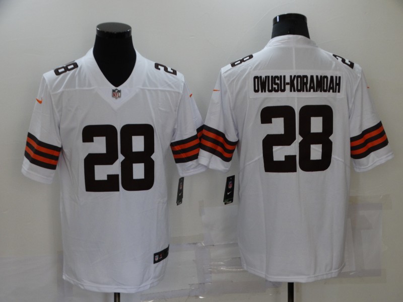 Men Cleveland Browns 28 Owusu-koramoah White 2021 Vapor Untouchable Limited Player Nike NFL Jersey