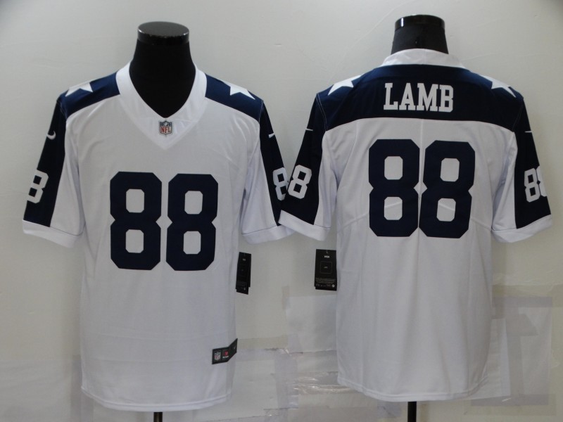 Men Dallas Cowboys eeDee Lamb 88 White Thanksgiving Throwback Limited Jersey