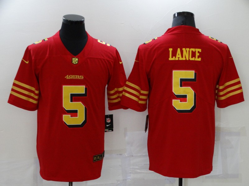 Men's San Francisco 49ers #5 Trey Lance Red Gold Untouchable Limited Jersey