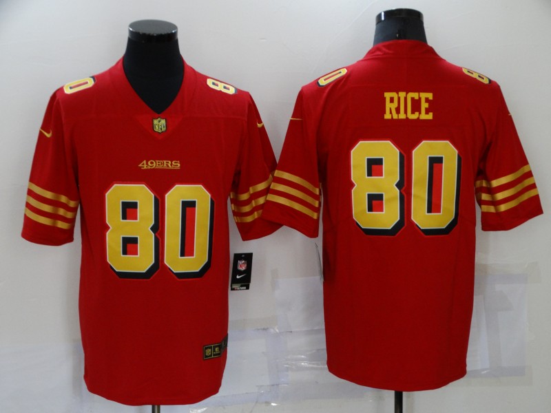 Men's San Francisco 49ers #80 Jerry Rice Red Gold Untouchable Li