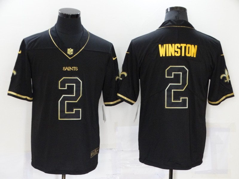 Nike New Orleans Saints Jameis Winston 2 Black Outline Vapor Untouchable Limited Jersey