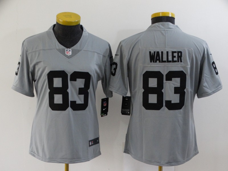 Women Los Angeles Raiders #83 Darren Waller Limited Silver Inverted Legend Football Jersey