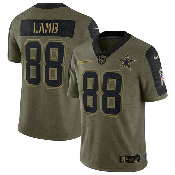 Men's Dallas Cowboys CeeDee Lamb Nike Olive 2021 Salute To Service Limited Player Jersey