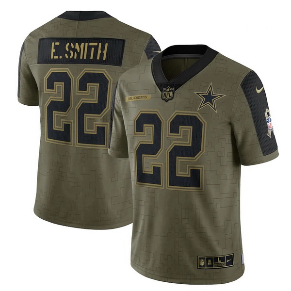 Men's Dallas Cowboys Emmitt Smith Nike Olive 2021 Salute To Serv