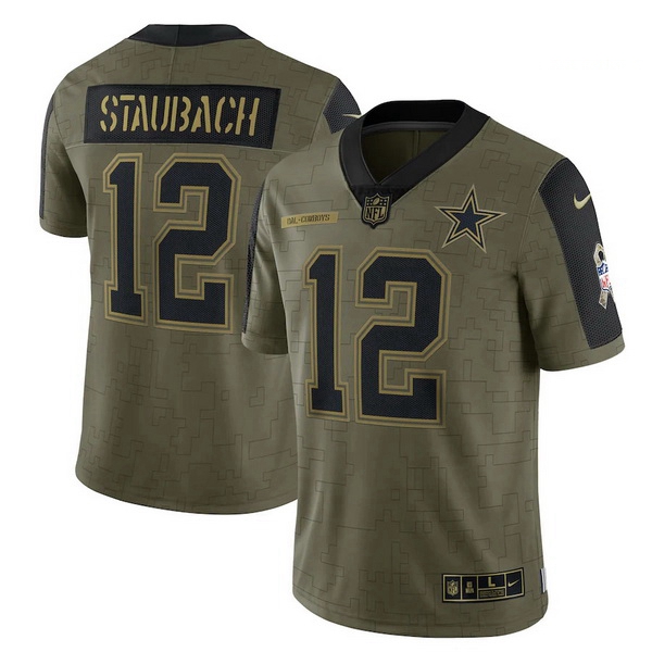 Men's Dallas Cowboys Roger Staubach Nike Olive 2021 Salute To Se