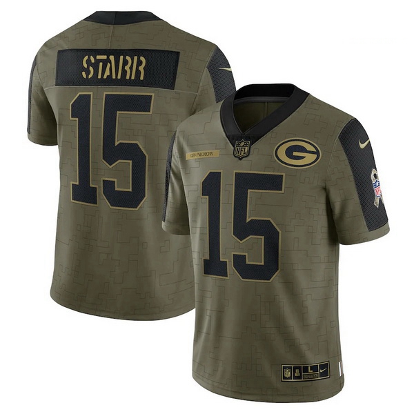 Men's Green Bay Packers Bart Starr Nike Olive 2021 Salute To Ser