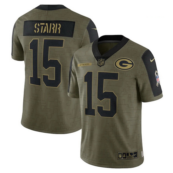 Men's Green Bay Packers Bart Starr Nike Olive 2021 Salute To Service Retired Player Limited Jersey