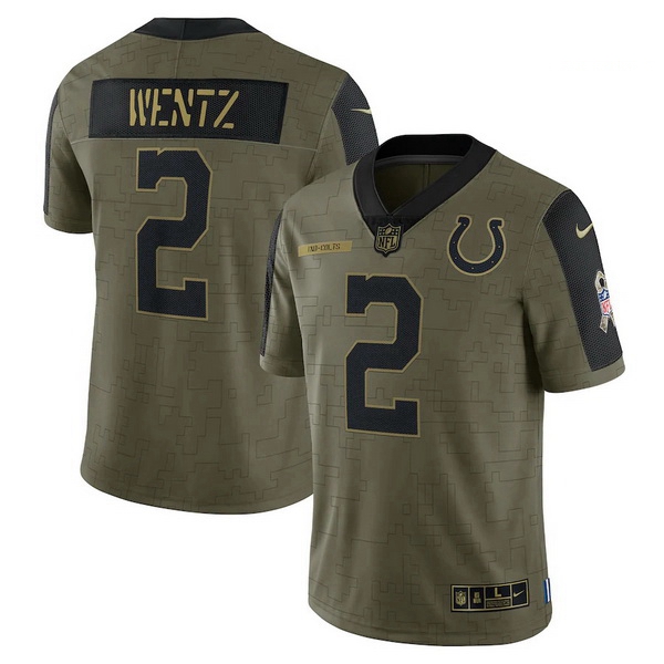 Men's Indianapolis Colts Carson Wentz Nike Olive 2021 Salute To 