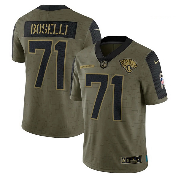 Men's Jacksonville Jaguars Tony Boselli Nike Olive 2021 Salute To Service Retired Player Limited Jer