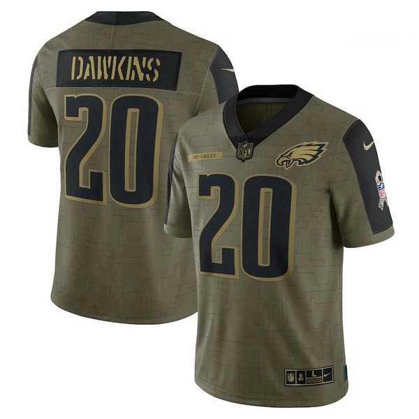 Men's Philadelphia Eagles Brian Dawkins Nike Olive 2021 Salute To Service Retired Player Limited Jer