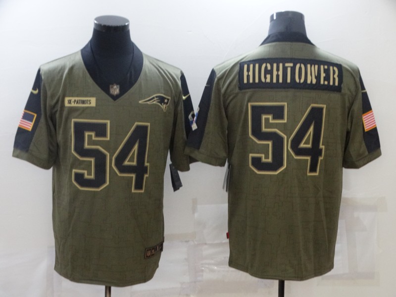 Men New England Patriots #54 Dont'a Hightower Nike Olive 2021 Sa