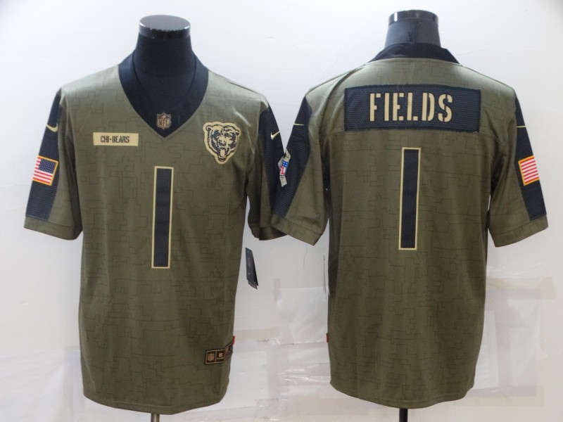 Men's Chicago Bears #1 Justin Fields 2021 Salute To Service Limited Jersey