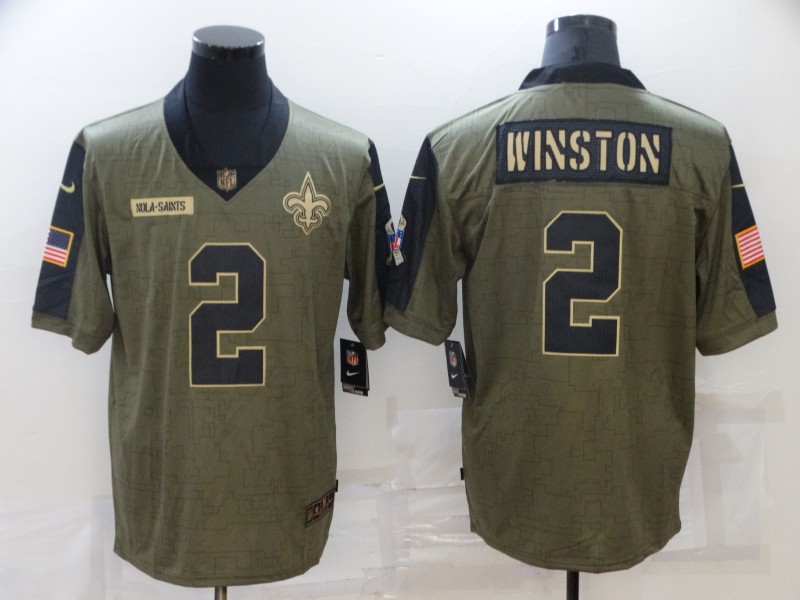 Men's New Orleans Saints #2 Jameis Winston 2021 Salute To Service Jersey