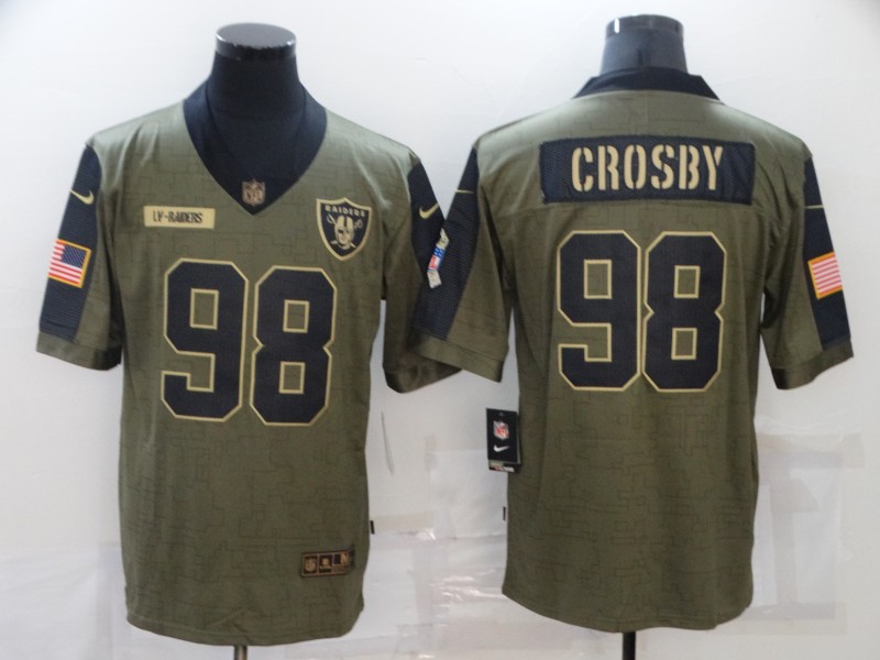 Men's Oakland Raiders #98 Maxx Crosby Nike Olive 2021 Salute To Service Limited Jersey