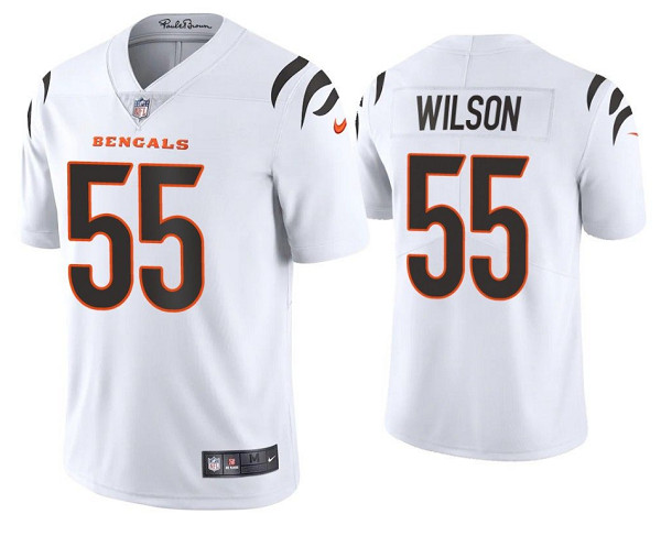 Men Cincinnati Bengals 55 Logan Wilson 2021 White Vapor Untouchable Limited Stitched Jersey