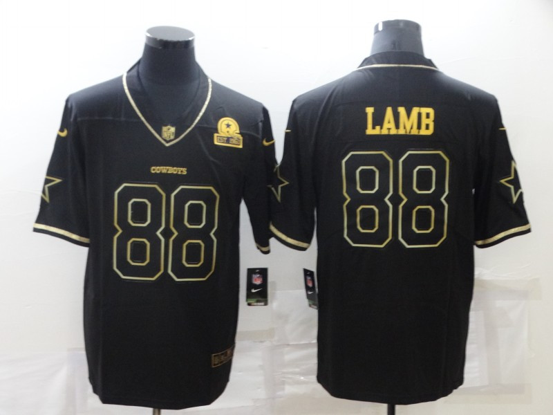 Men Dallas Cowboys 88 CeeDee Lamb Black Golden Edition Limited Stitched Jersey