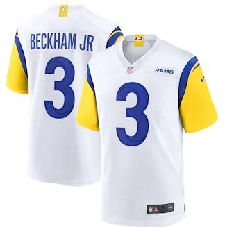 Men Los Angeles Rams Odell Beckham Jr 3 White Vapor Limited Jersey