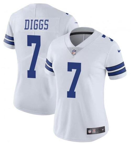 Women Nike Dallas Cowboys Trevon Diggs #7 White Vapor Limited Jersey