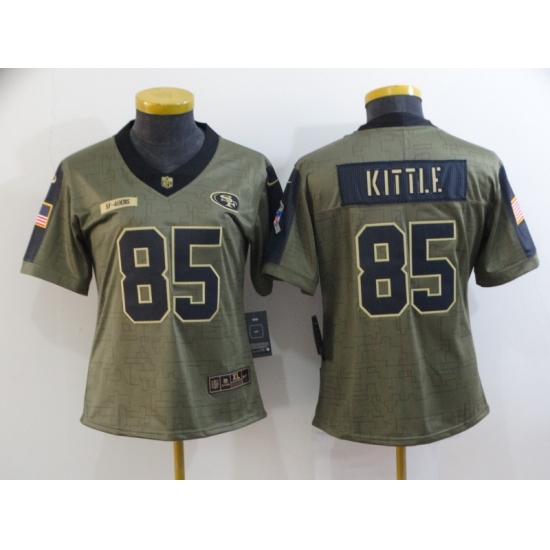 Women's San Francisco 49ers #85 George Kittle Nike Olive 2021 Salute To Service Limited Player Jerse