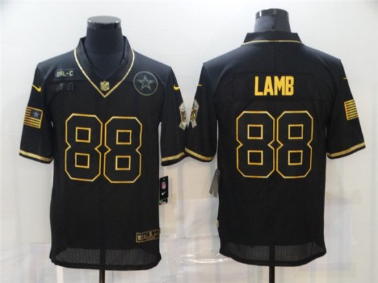 Men Dallas Cowboys #88 CeeDee Lamb 2020 Black Gold Salute To Service Jersey