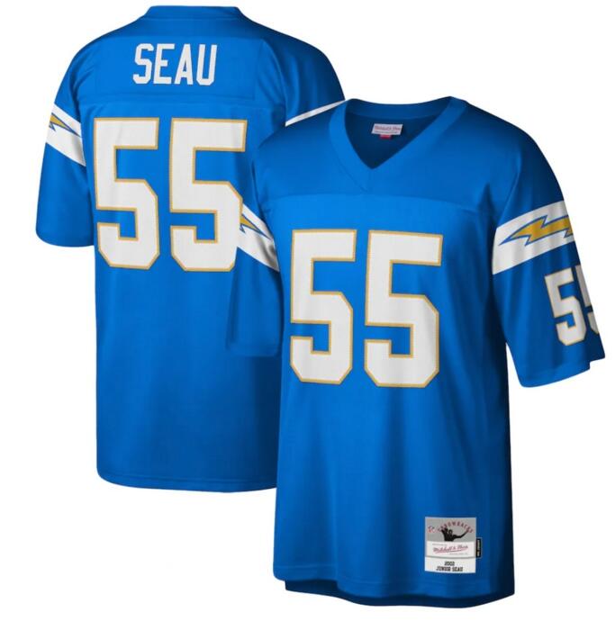 Men Los Angeles Chargers 55 Junior Seau Light Blue M&N Throwback Jersey