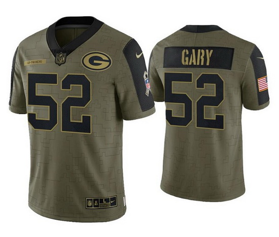 Men Green Bay Packers 52 Rashan Gary 2021 Olive Salute To Service Limited Stitched Jersey