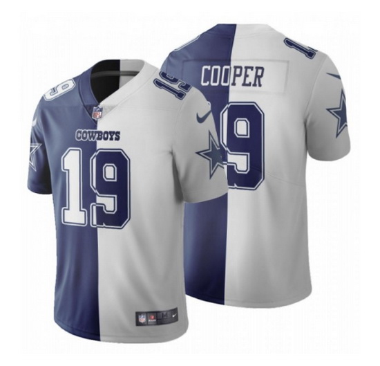 Men Dallas Cowboys 19 Amari Cooper Navy White Split Vapor Untouchable Limited Stitched Jersey