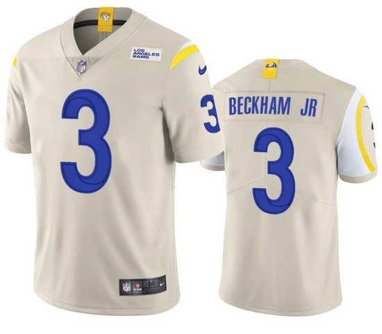 Men Los Angeles Rams 3 Odell Beckham Jr  2021 Bone Vapor Untouchable Limited Stitched Football Jerse