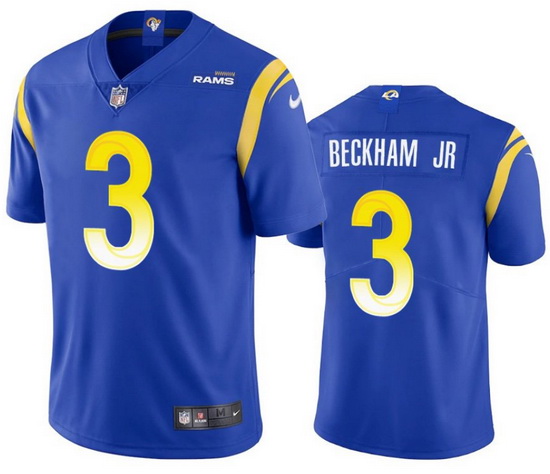 Men Los Angeles Rams 3 Odell Beckham Jr  2021 Royal Vapor Untouchable Limited Stitched Football Jers