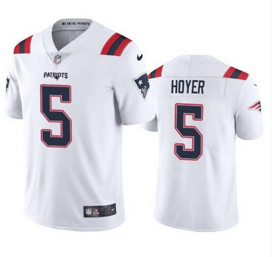 Men New England Patriots 5 Brian Hoyer 2021 White Vapor Untouchable Limited Stitched Jersey