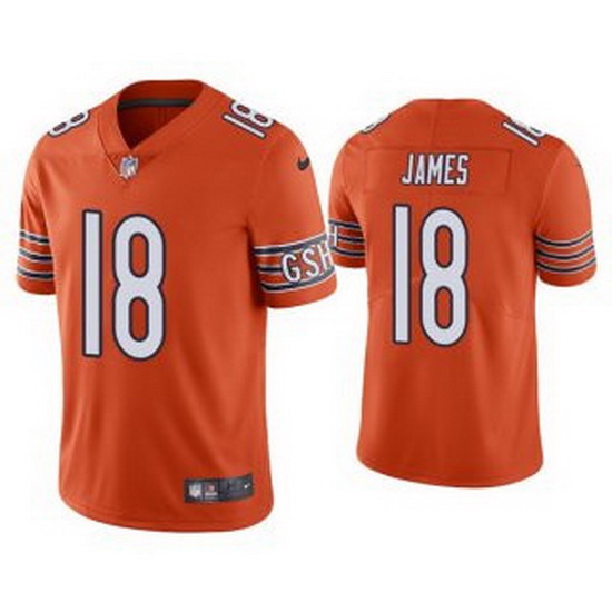 Men Orange Chicago Bears 18 Jesse James Vapor untouchable Limited Stitched Jersey