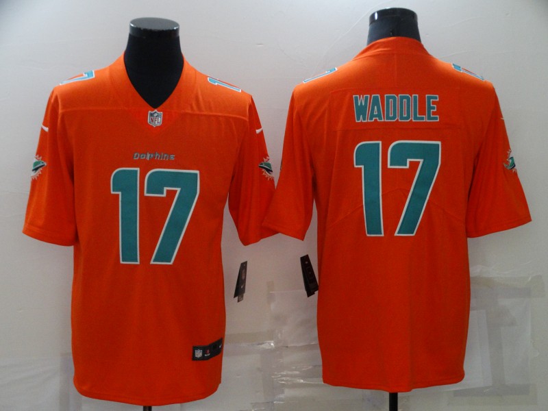 Nike Miami Dolphins 17 Jaylen Waddle Orange Vapor Untouchable Limited Jersey