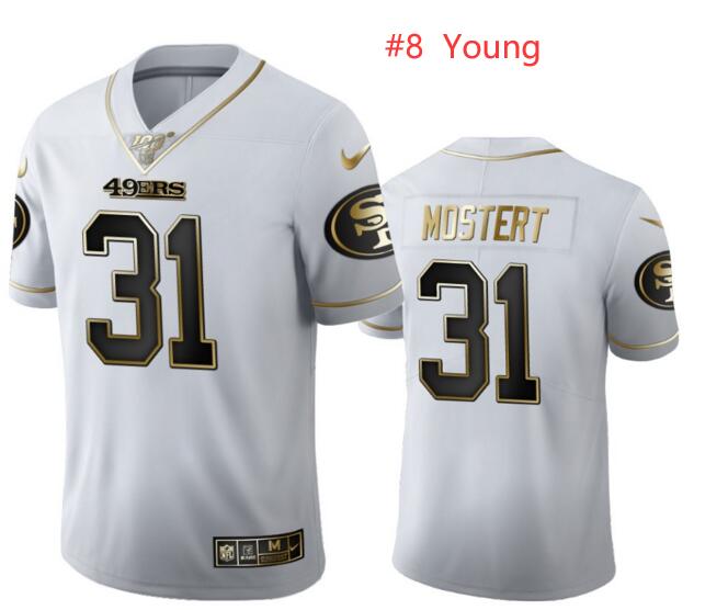 Men San Francisco 49ers 8 steve young White Gold 100th Anniversary jersey