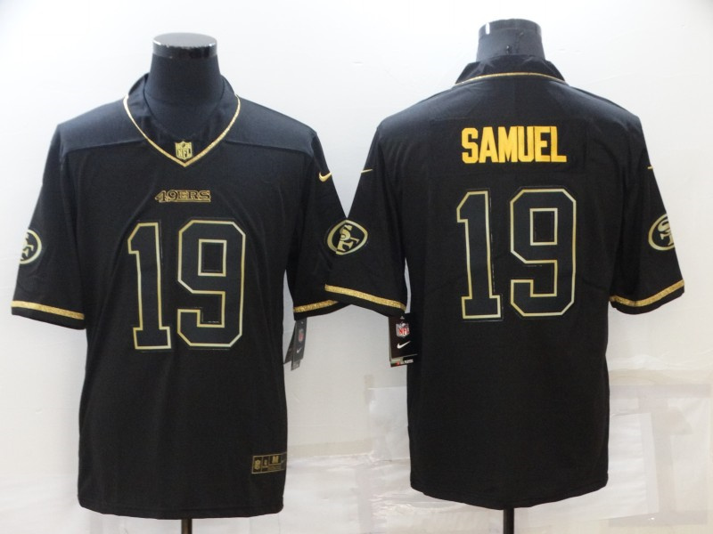 Men San Francisco 49ers 19 Deebo Samuel Black Golden Edition Stitched NFL Nike Limited Jersey