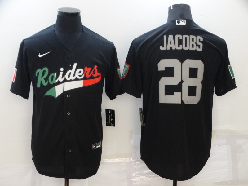 Men Las Vegas Raiders 28 Josh Jacobs Black Mexico Stitched Jersey