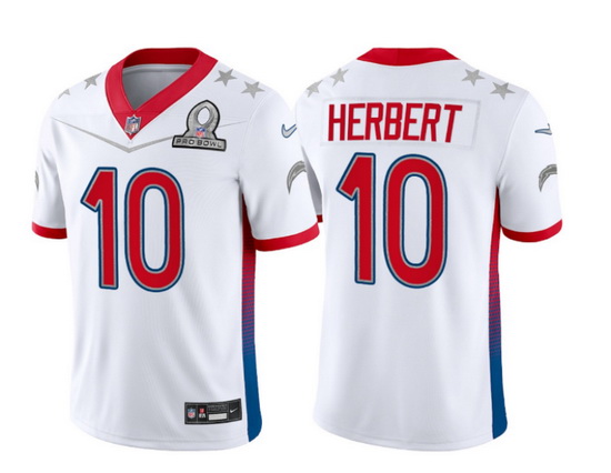 Men 2022 NFL Pro Bowl Los Angeles Chargers #10 Justin Herbert AFC White Jersey