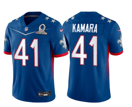 Men 2022 NFL Pro Bowl New Orleans Saints 41 Alvin Kamara NFC Blue Jersey