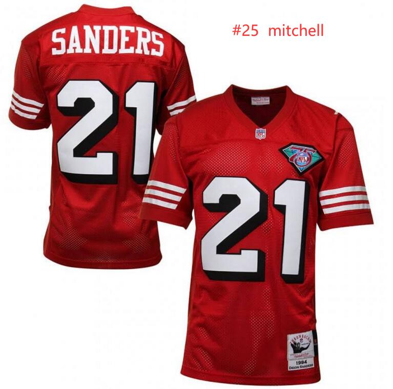 Men San Francisco 49ers Mitchell Red Throwback Jersey