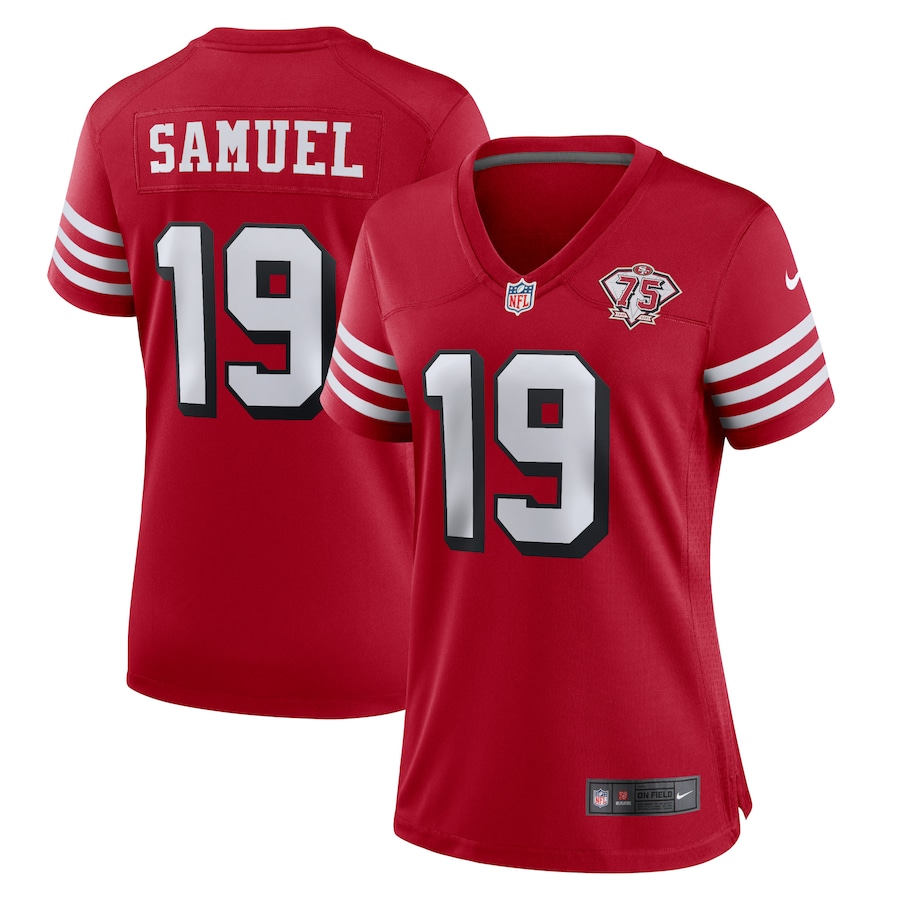 Women Nike San Francisco 49ers 19 Deebo Samuel Red Rush 75th Anniversary Stitched NFL Vapor Untoucha