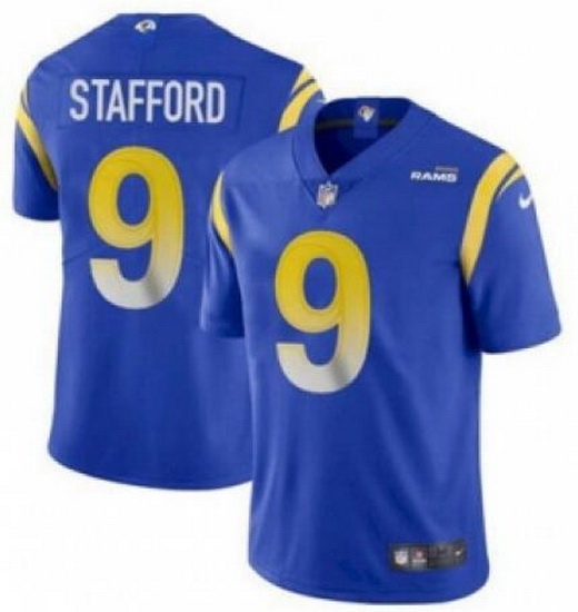 Youth Los Angeles Rams #9 Matthew Stafford Blue Bone Stitched Football Limited Jersey