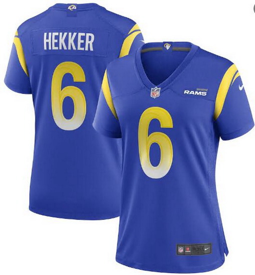 Women Los Angeles Rams 6 Johnny Hekker Vapor Limited Blue Jersey