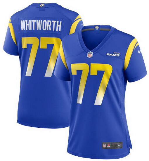 Women Nike Los Angeles Rams 77 Andrew Whitworth Blue Vapor Untouchable Limited Jersey