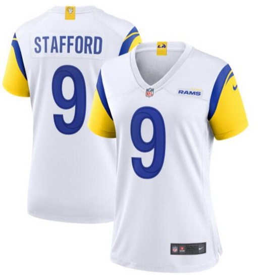 Women's Los Angeles Rams Matthew Stafford #9 White Nike Royal Game Jersey