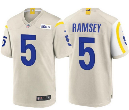 Men Los Angeles Rams #5 Jalen Ramsey Bone Stitched Football Limited Jersey