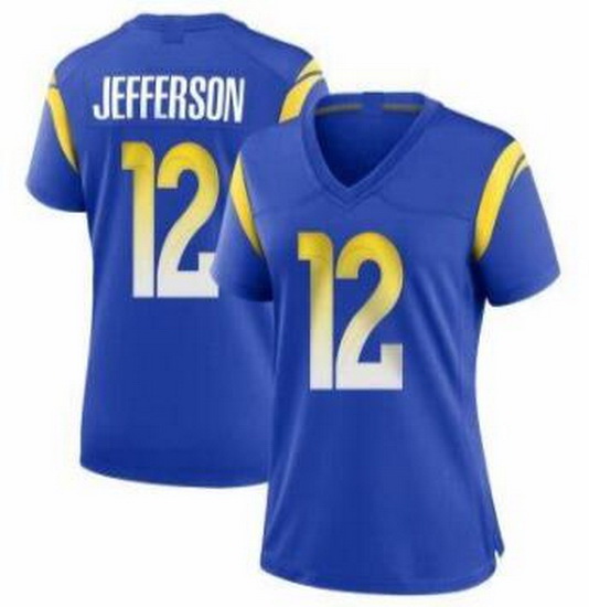 Women Nike Rams 12 Van Jefferson Blue Vapor Untouchable Limited Jersey