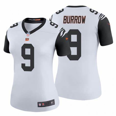 Women Cincinnati Bengals 9 Joe Burrow White Rush Vapor Untouchable Limited Jersey