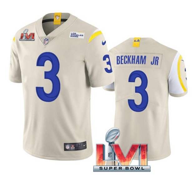 Nike Los Angeles Rams 3 Odell Beckham Jr. Bone 2022 Super Bowl LVI Vapor Limited Jersey