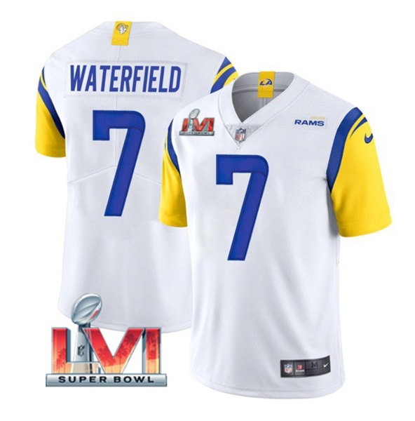 Nike Los Angeles Rams 7 Bob Waterfield White 2022 Super Bowl LVI Vapor Limited Jersey