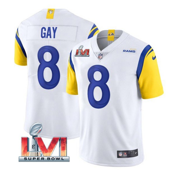 Nike Los Angeles Rams 8 Matt Gay White 2022 Super Bowl LVI Vapor